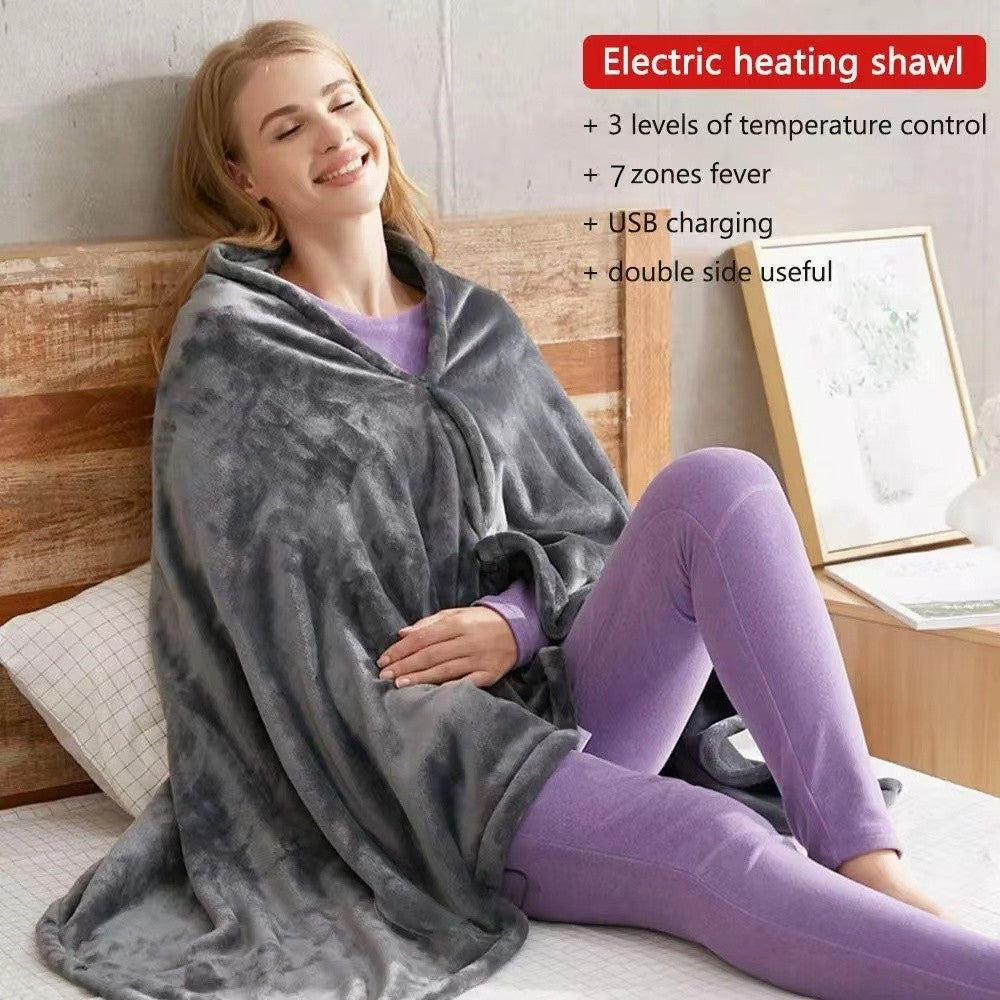 Electric Heated Shawl Blanket USB Wearable for Winter Warm 3 Temperature Levels