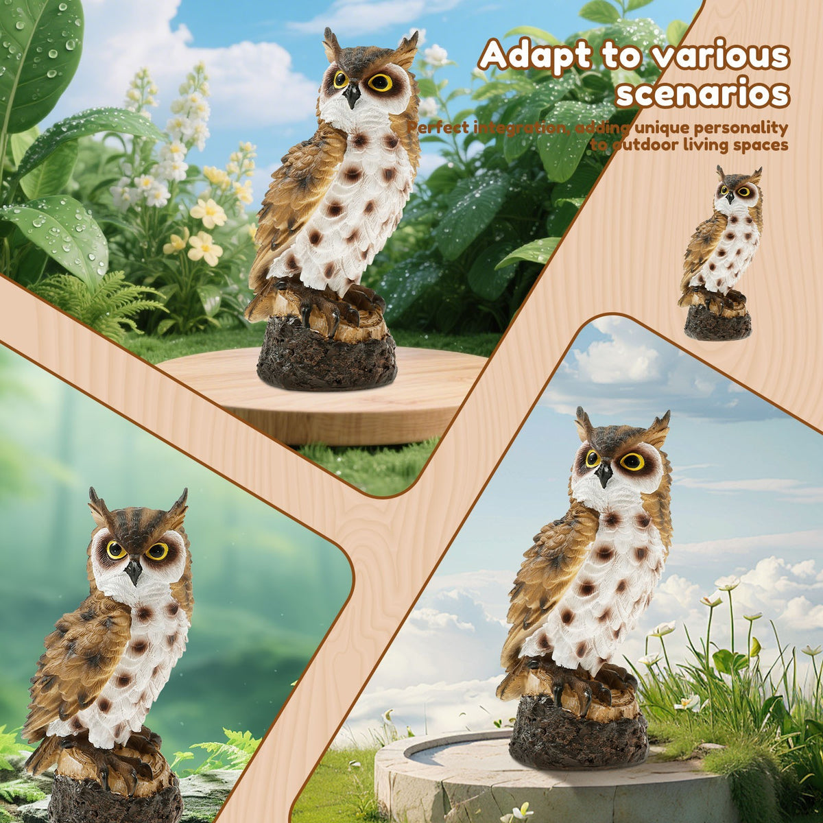 Simulation Owl Ornament Owl Statue Decoration Decoy Birddriver for Garden