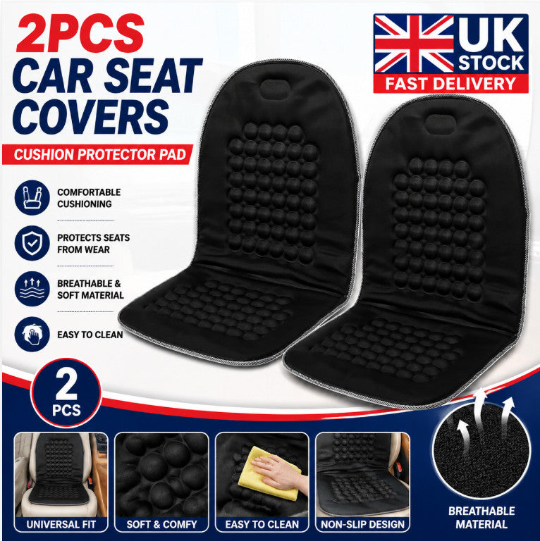 Soft Black Car Seat Cushion Covers 2Pcs Front Chair Comfort Protector Mats