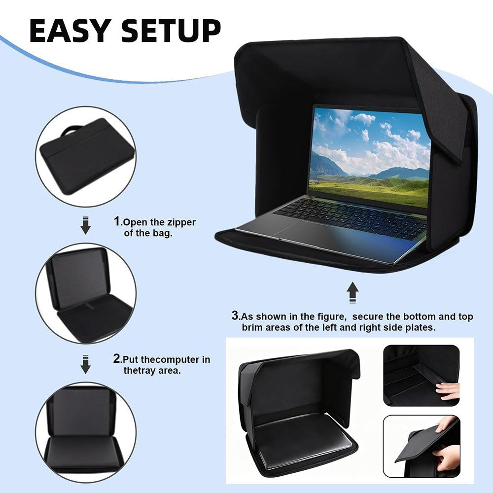 For 15-16inch Laptop Sun Shade Foldable Privacy Shield Cover Working Outside