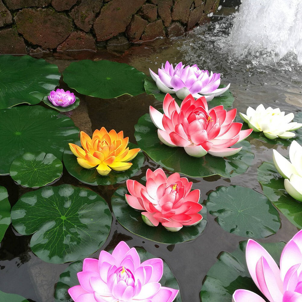 5X 10cm Artificial Lotus Water Lily Flowers Floating Pool Pond Plant Decor UK