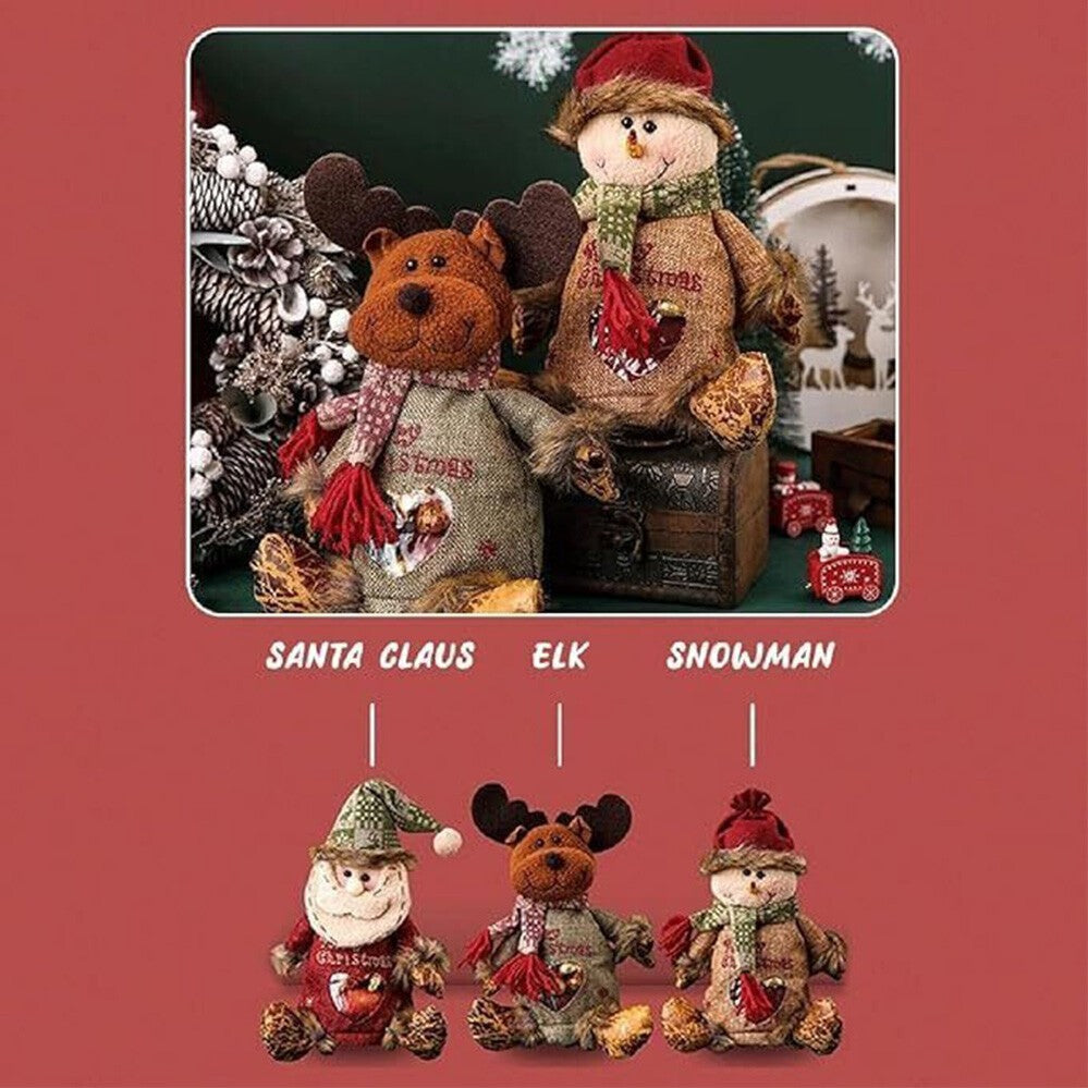 3D Packaging Snowman Santa Claus Present Bag Xmas Decor Apple Gift Zipper Bag 1x