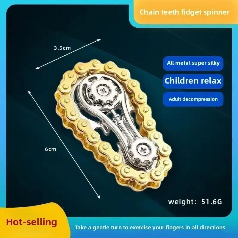 1X Fidget Roller Bike Chain Finger Toy Stress Anxiety Relief Chain Hand Roller