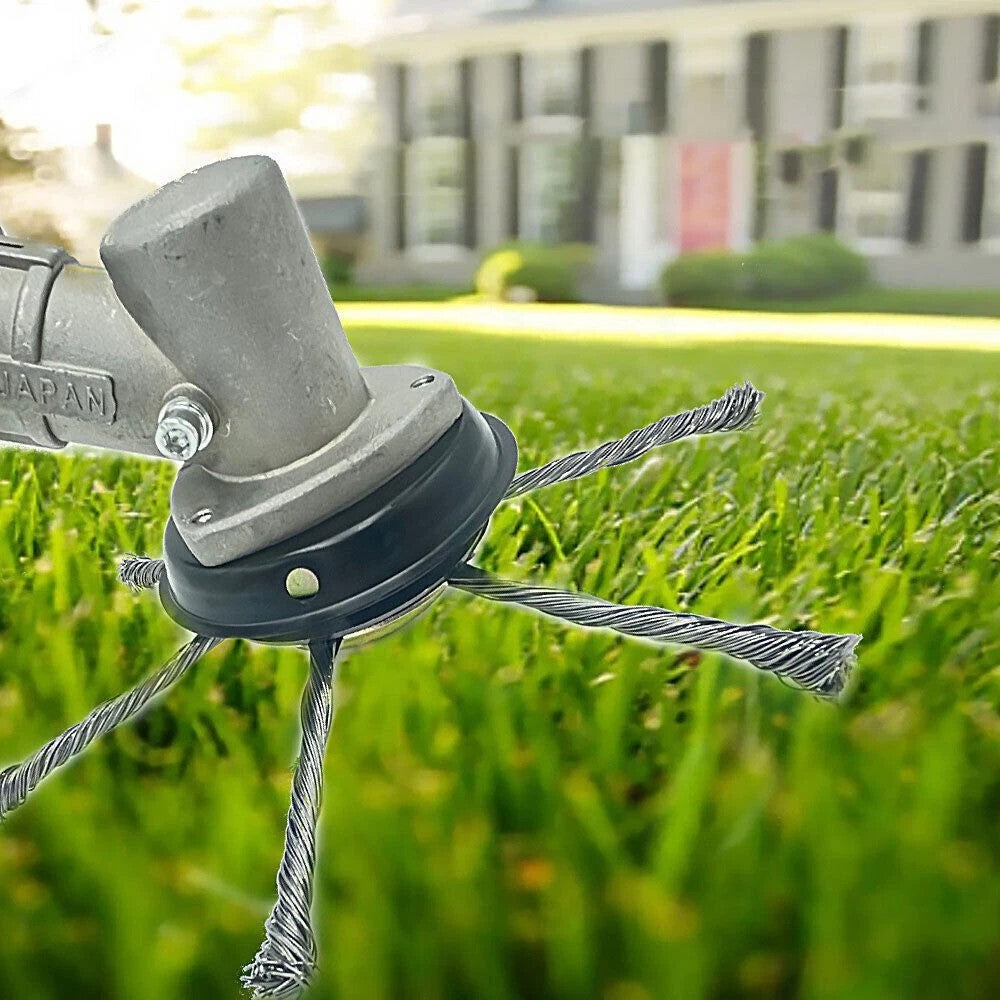 2XGrass Strimmer Head Trimmer Brush Steel Wire Wheel Garden Weed Blade Accessory