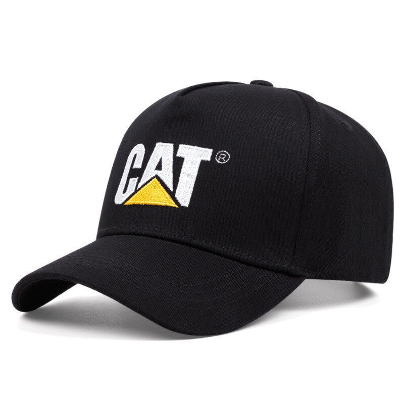 Vintage Caterpillar CAT Black Trucker Mesh Snapback Adjustment Hat Baseball Cap