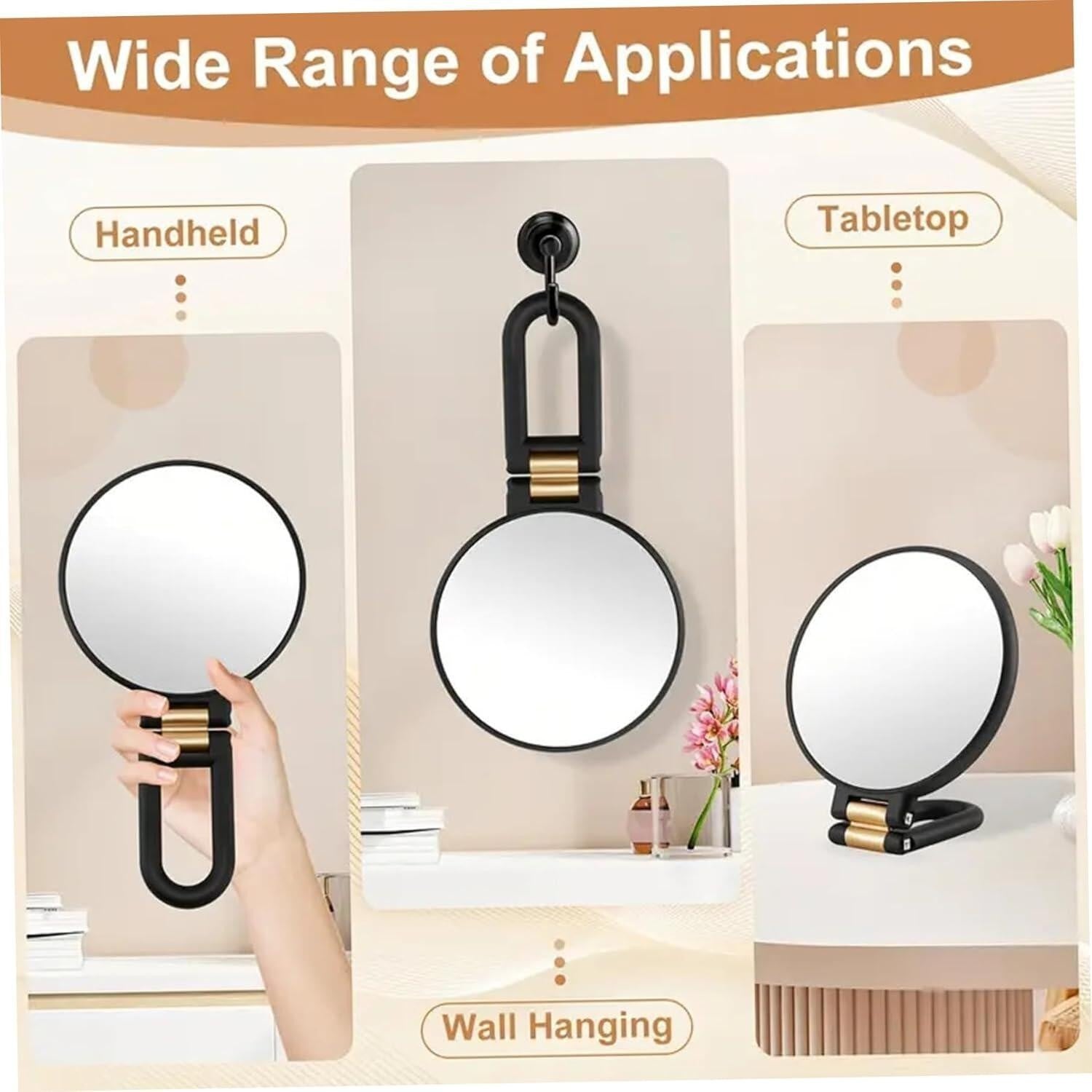 50x Magnifying Makeup Mirror Portable Double-Sided Mirror Adjustable Handle PN
