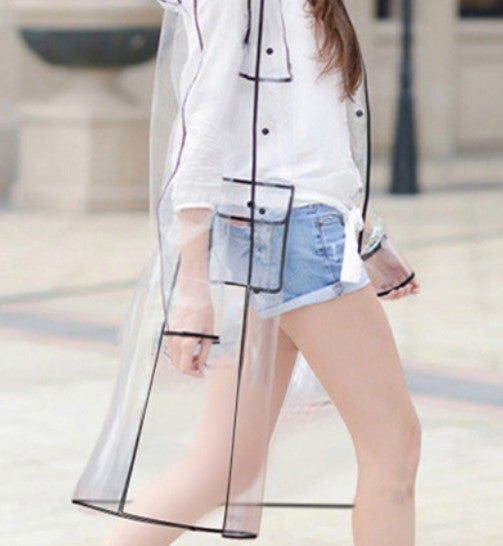 Womens Clear Raincoat Ladies Festival Shower Kagoul Parka Hooded Jacket Coat