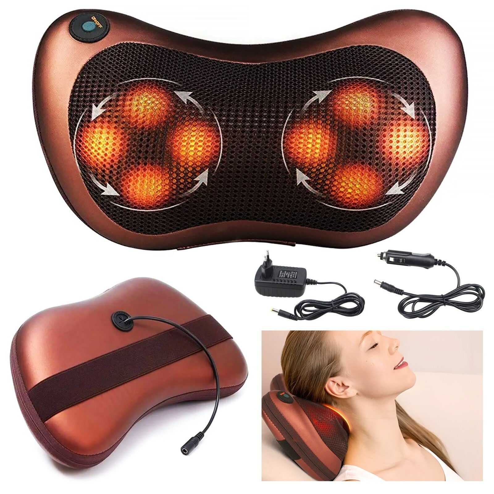 2026 Massager Neck and Back Massage with Heat, Personal Shiatsu Pillow 8 Head UK