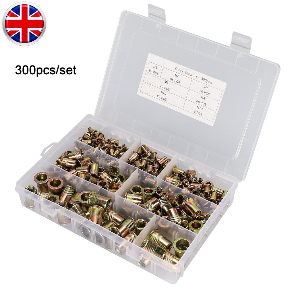 300XM3-M12 Mixed Rivnuts Blind Rivet Nuts Kit Threaded Nuts Anti-oxidation UK