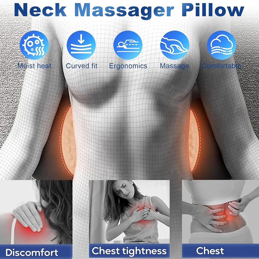 Heated Back Massager Lumbar Support Pillow with Vibration Lower Back Waist UK