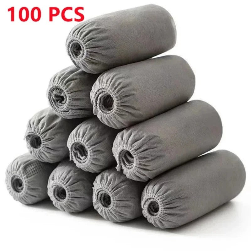 100-Pack Disposable Shoe Covers – Non-Slip Booties for Floor & Carpet Protection