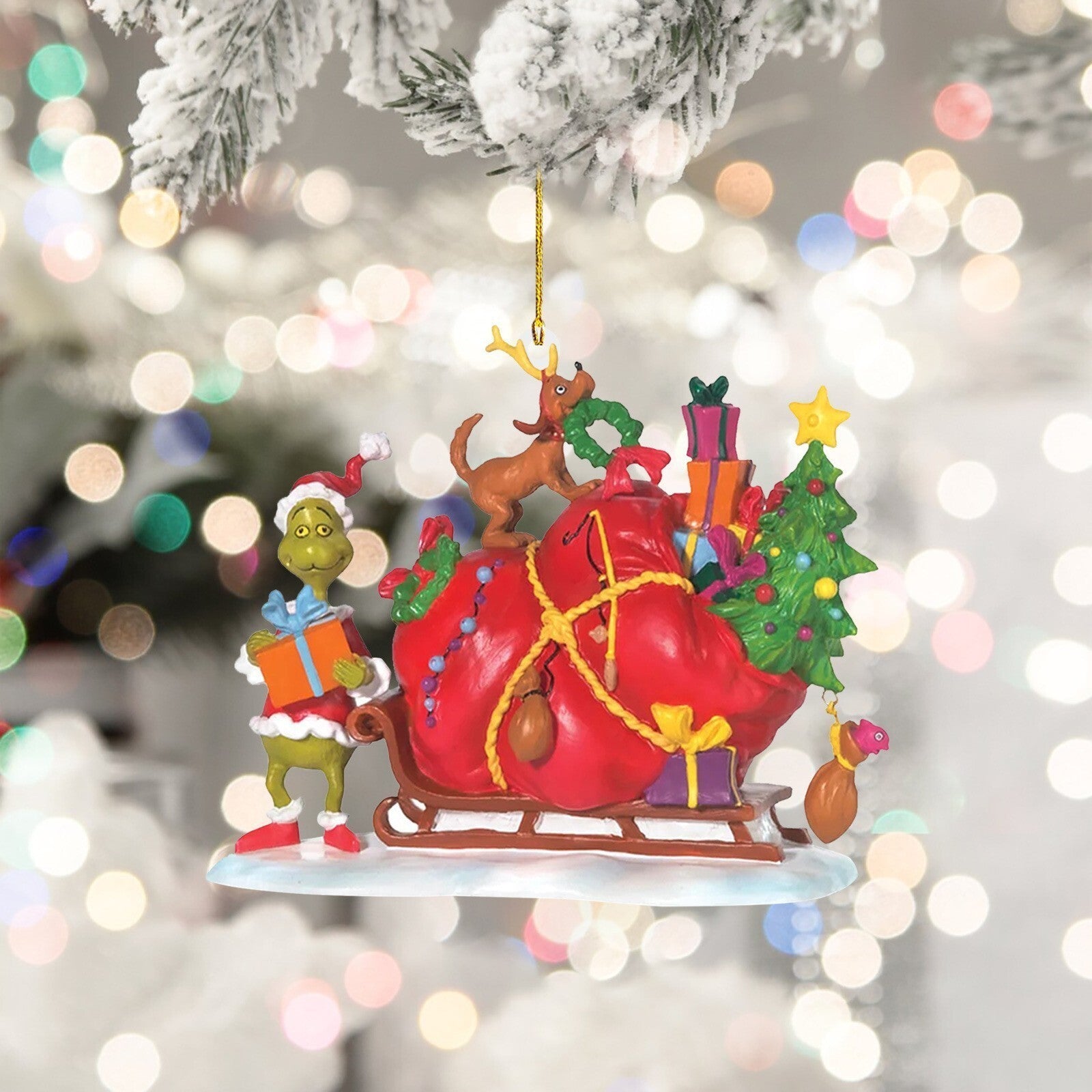 20X Merry Christmas Grinch Ornament Xmas Tree Hanging Figure Decoration Pendants