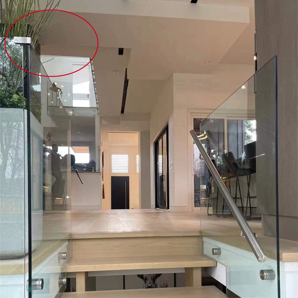 2XStainless Steel 90 Degree Glass Balustrade Stiffener / Clamp 10-12mm - Duplex