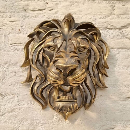 Lion Head Wall Mounted Art Sculpture Farmhouse 3D Hollow Out Hanging E