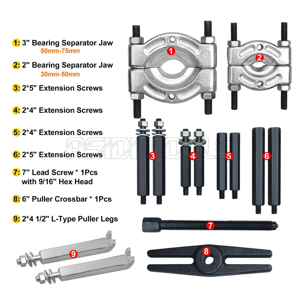 14Pcs Gear Bearing Splitter Set Fly Wheel Separator Puller Kit Removal Tool Box