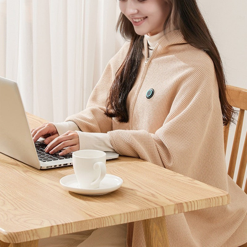 USB Heated Blanket Shawl Poncho Graphene Electric Throw Cape for Office Nap UK