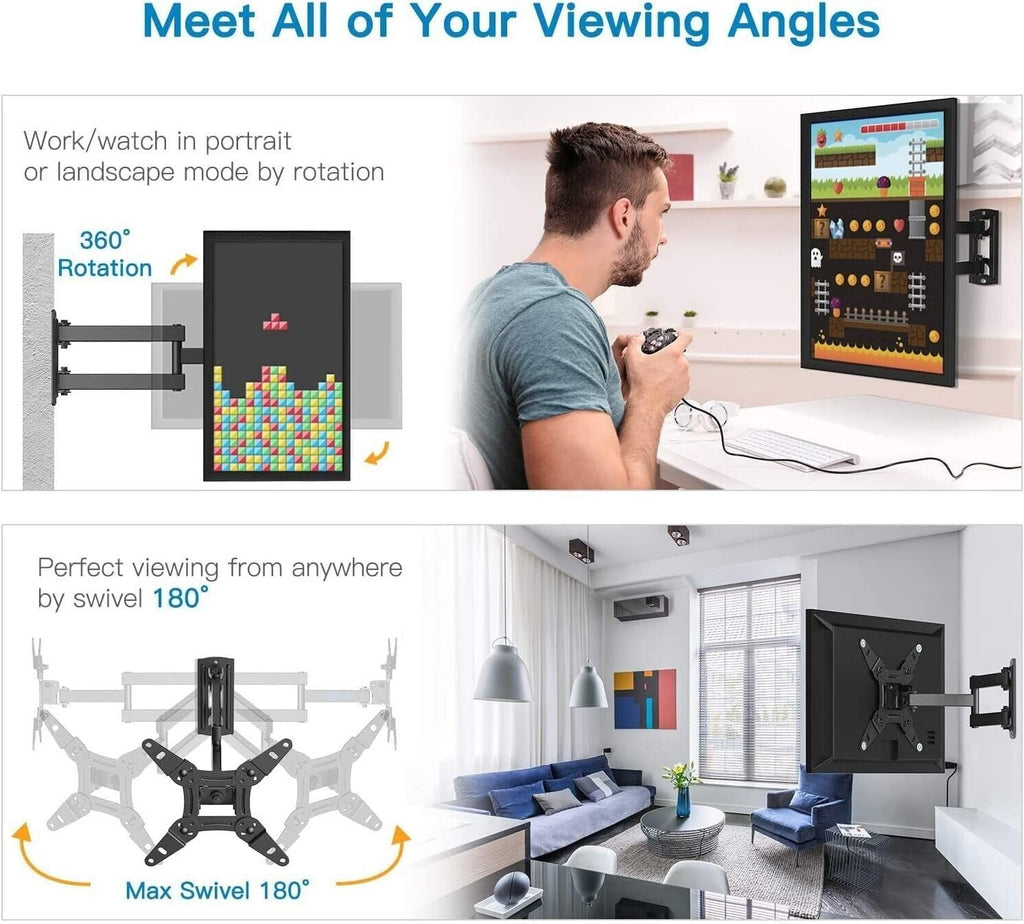 TV Wall Mount Bracket Full Motion Swivel Tilt X400 32-55 Inch LED LCD Screen