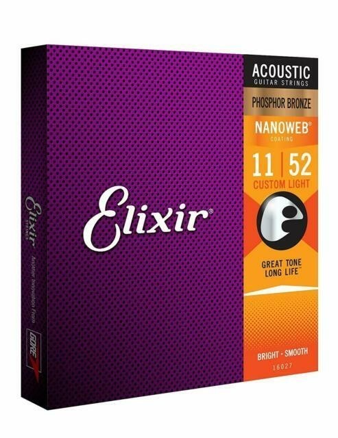 2PACK Elixir Nanoweb Phosphor Bronze 11-52 Acoustic Guitar Strings Light NN3