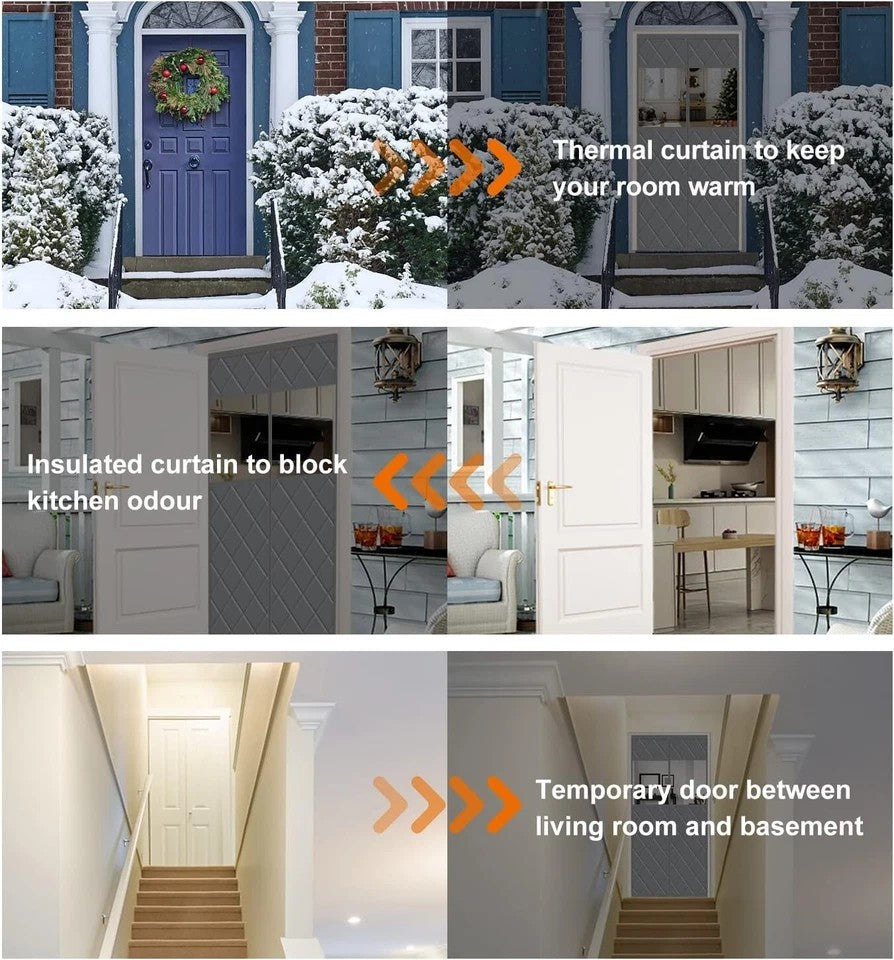 Thermal Insulated Door Curtain Oxford Cloth Windproof for Winter Magnet Closed
