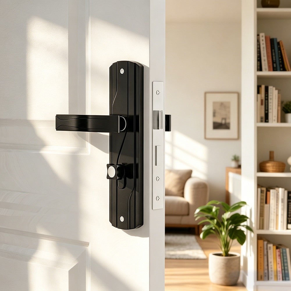 Lever Lock Set Lockable Door Handle Handles with 3 Keys Manganese Steel for Home
