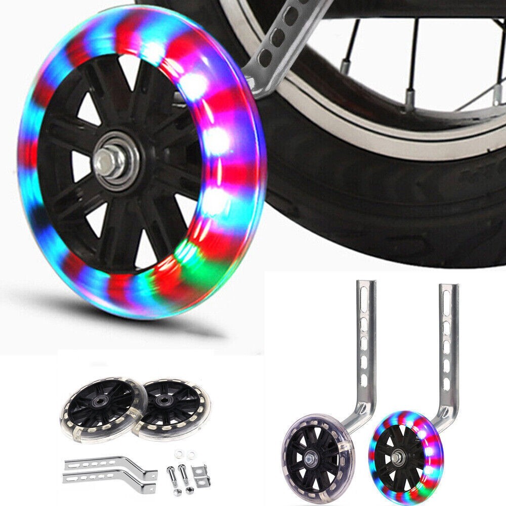 Universal Kids Bike Bicycle LED Training Wheels Stabilisers For 12-20 Inch Cycle