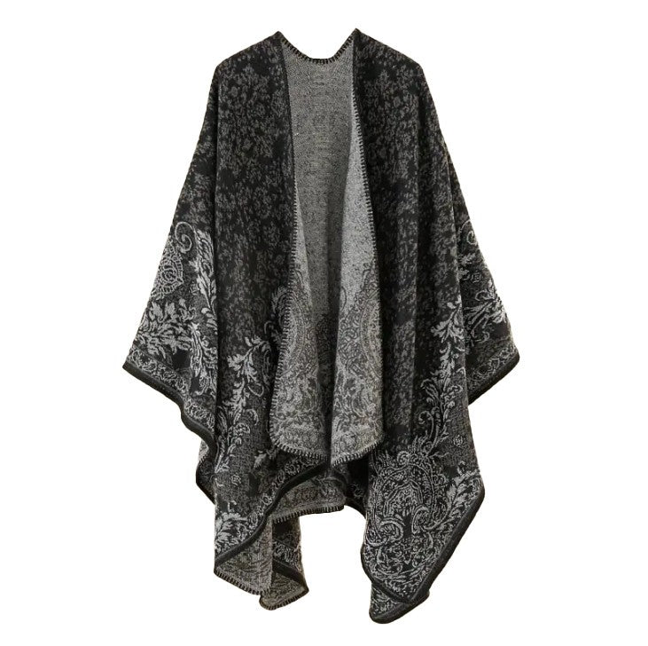 Ladies Women Knitted Cape Blanket Winter Wrap Poncho Open Front Shawl