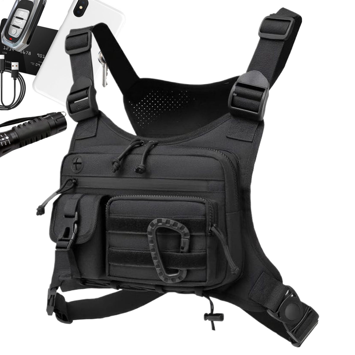 Sport Tactical Combat Chest Rig Bag Front Pouch Recon Kit Pack Protective Vest