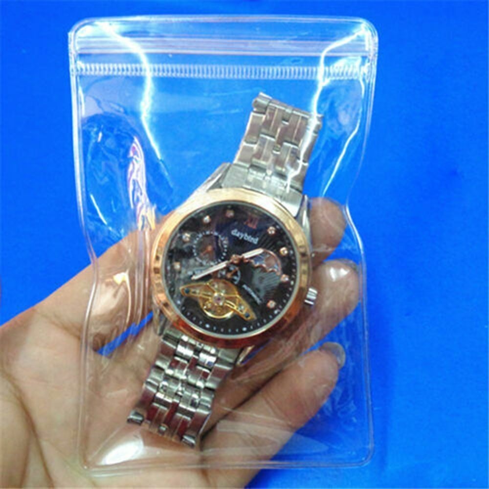 100pcs PVC Plastic Bags Storing Watches Jewelry Pouch Case Bags Regular Size