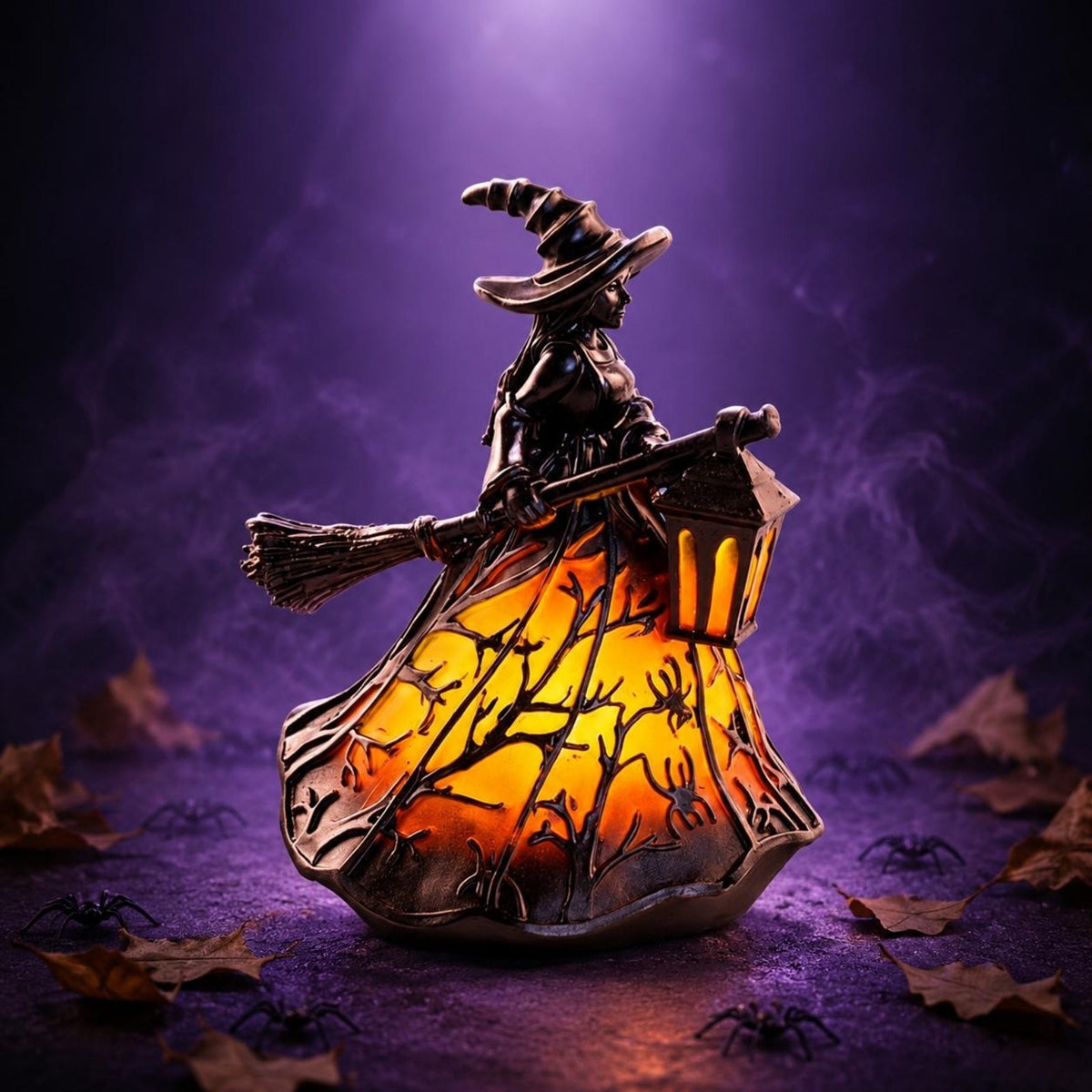 Halloween Witch Lamp USB Powered Resin Witch Lamp Warm Ambient Illuminate