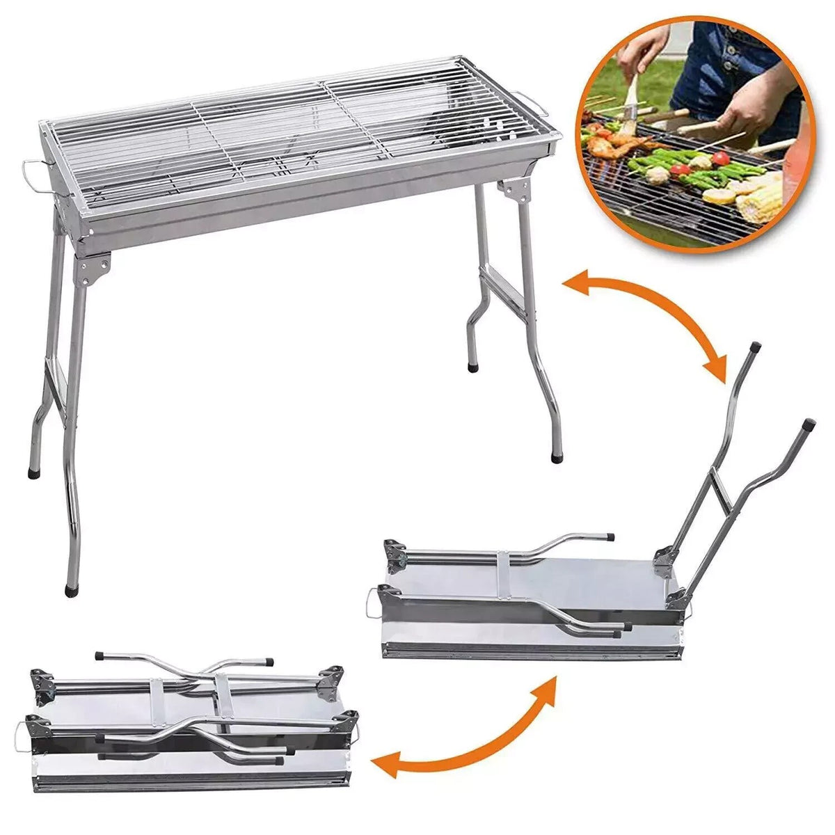 STAINLESS STEEL PORTABLE FOLDABLE BBQ CAMPING GRILL STOVE PICNIC TRAVEL FOLD