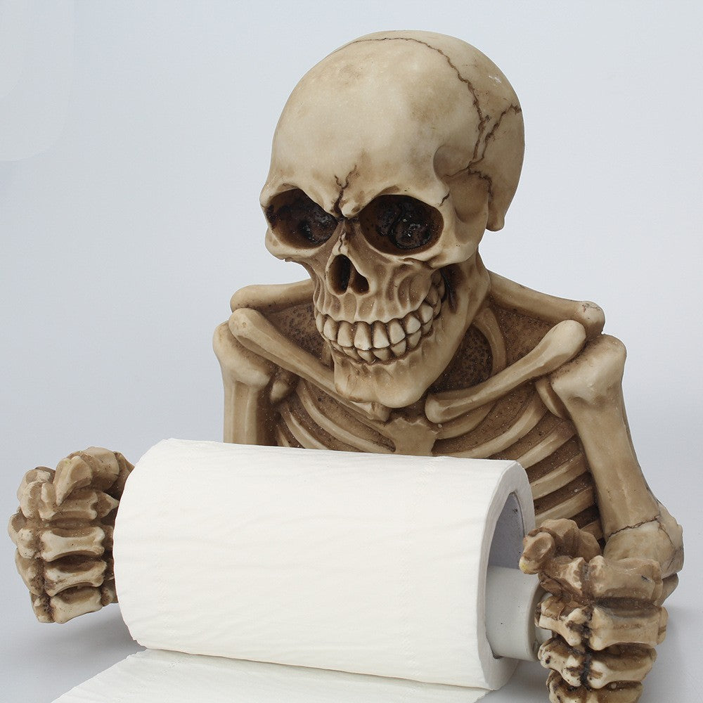 Skeleton Toilet Paper Holder with Keyhole Slot for Wall Mounting, Spooky Skull🔥