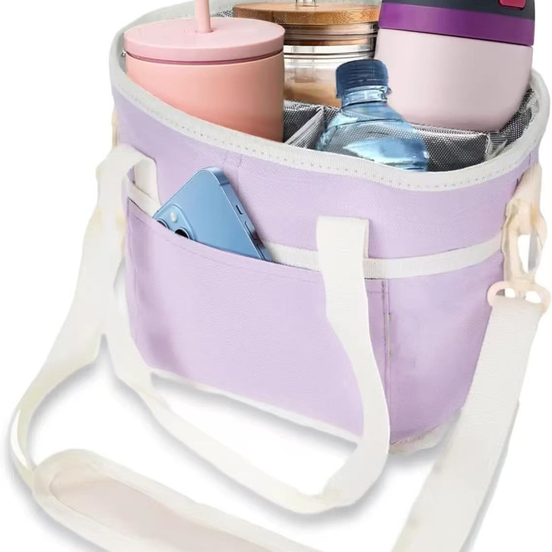 Family Size 4 Compartment Drink Bag, Multiple Tumbler Carrier Caddy
