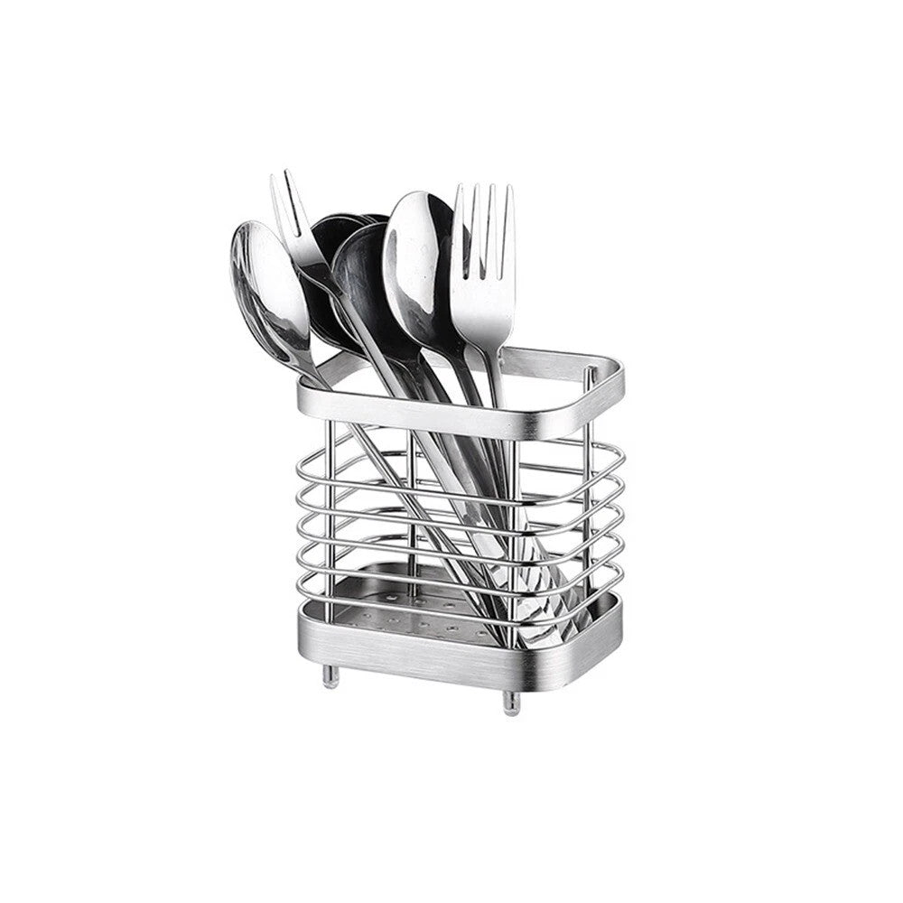 Stainless Steel Cutlery Holder Kitchen Utensil Pot Drainer Caddy Stand Sink Tidy