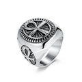 Ancient Egyptian Ankh Cross Amulet Ring Band For Men Stainless Steel #7-13