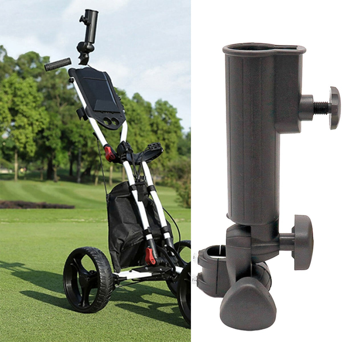 1X Golf Umbrella Holder Accessory Station for Motocaddy Powakaddy Black
