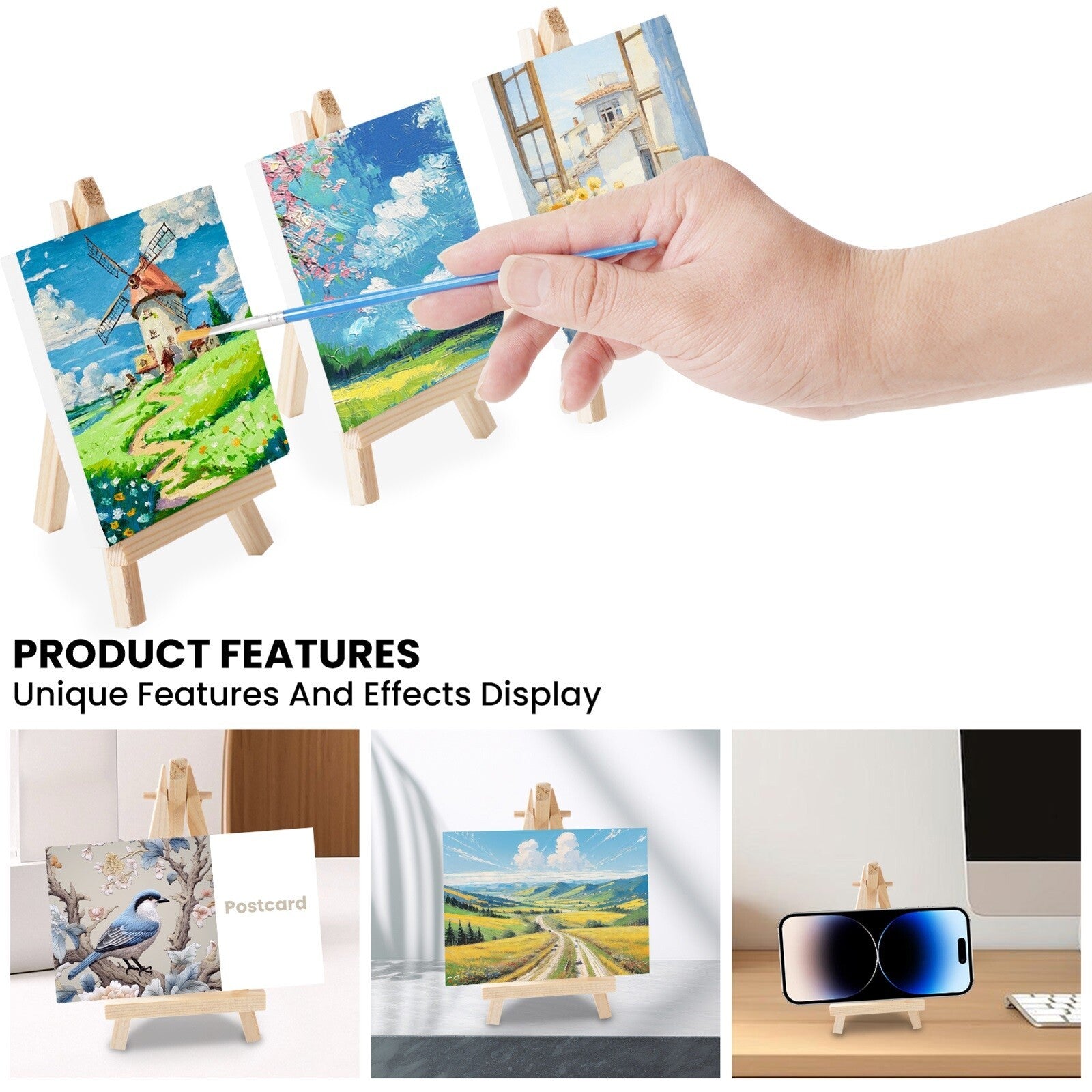 12PCS 10X10Cm Mini Canvas Art Boards & Easels & Brushes Sets Canvases Boards