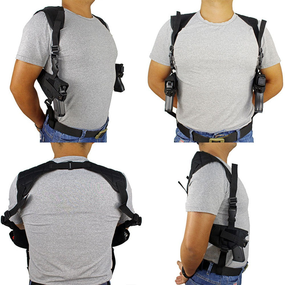 Tactical hand gun shoulder holster black under arm double soft pistol holster@