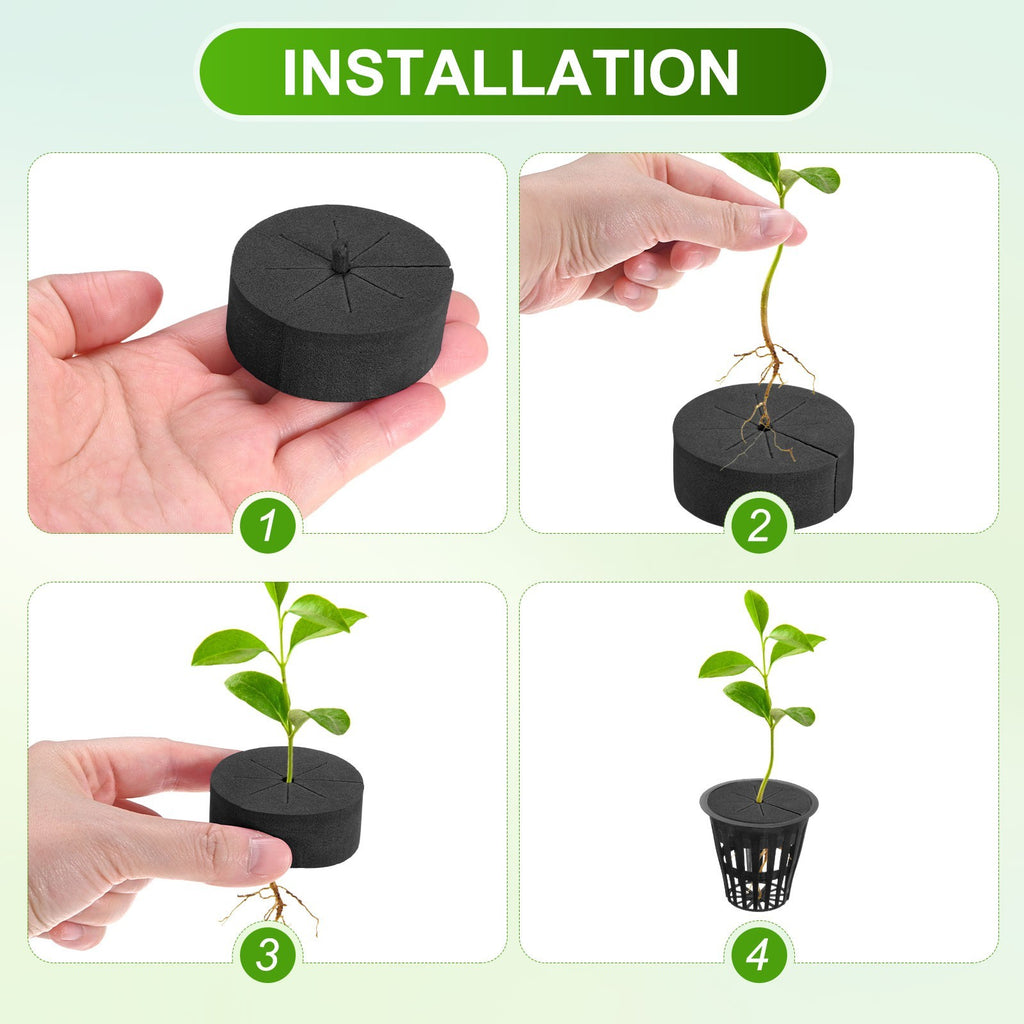 60-Pack Cloning Collars Inserts, Hydroponics Sponge Systems Cloning [Black]