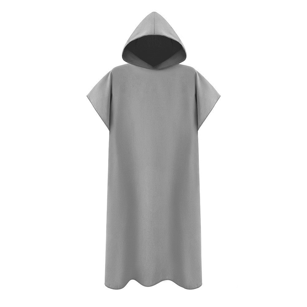 Men Women Changing Robe Beach Towel Bath Hooded Quick Dry Poncho Bathrobe