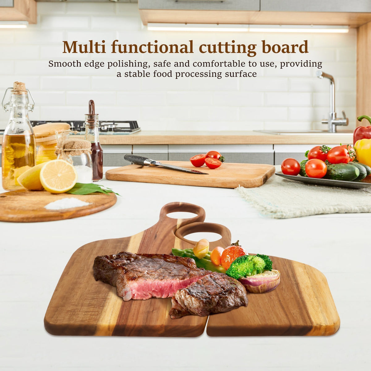 2Pcs Couple Charcuterie Board Wood Couple Cutting Board With Handle for CoMlw
