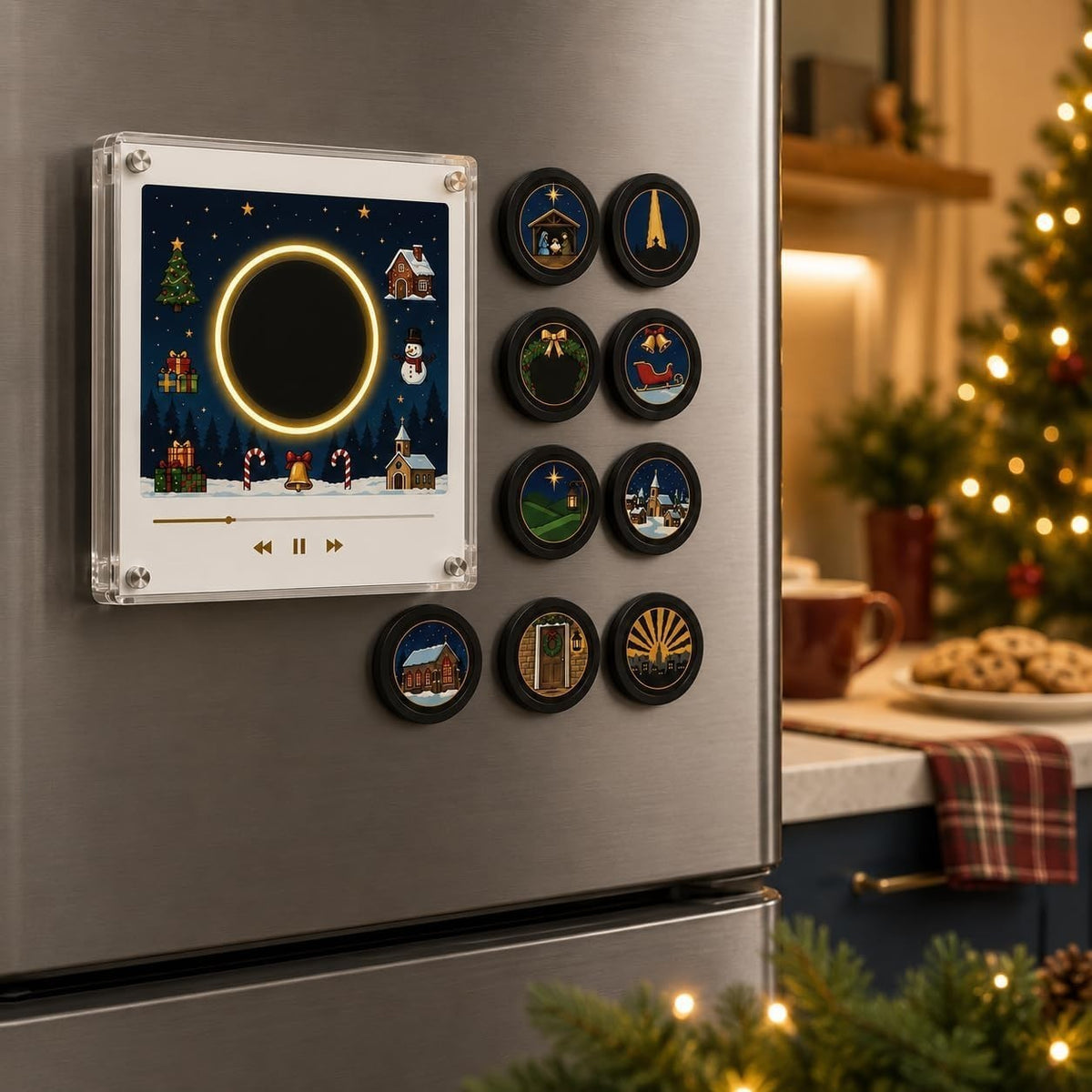 Christmas Vinyl Player Fridge Record NFC Magnetic Music Box Set