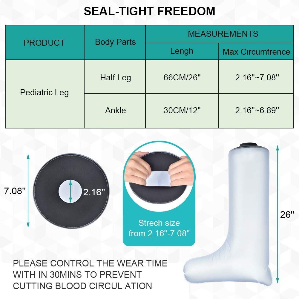 Half Leg Cast Protector Cover 48cm for Shower Foot Protector Bandage Waterproof