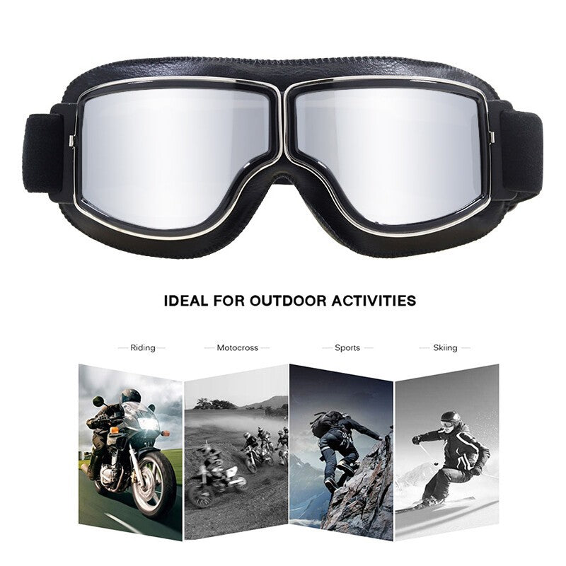 Motorcycle Windproof Goggles Old School Vintage Retro Motorbike Glasses Eyewear