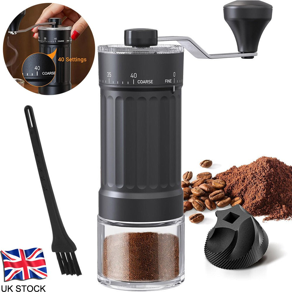 Manual Coffee Bean Grinder Hand Mill 40-Grade Adjustable Ceramic Burr Grinders