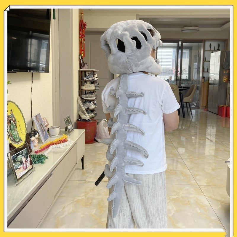 Silly Dino Plush Wearable Sillydino Skeleton Plush Hood,Soft Spinosaurus Outfit