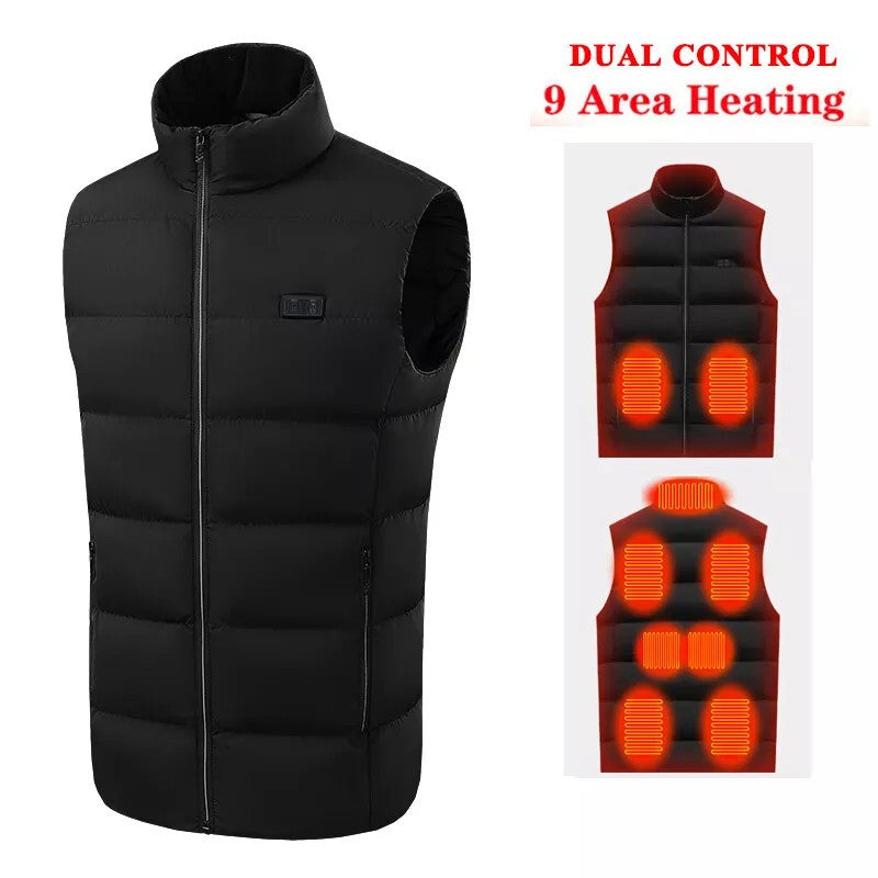 USB Men Electric Heated Vest Jacket 9 Zone Warm Up Heating Pad Cloth Body Warmer