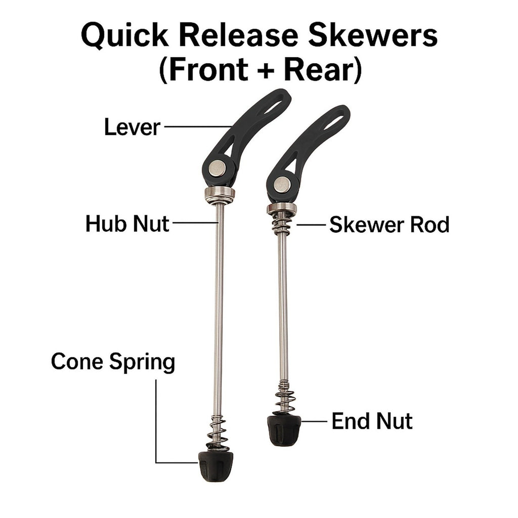 2Pcs Bike Quick Release Wheel Hub Skewers Pair Front and Rear Aluminium