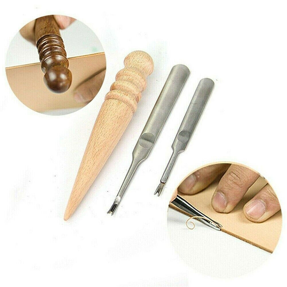 18Pcs Leather Craft Tool Kit Stitching Sewing Beveler Punch Working Hand Tools