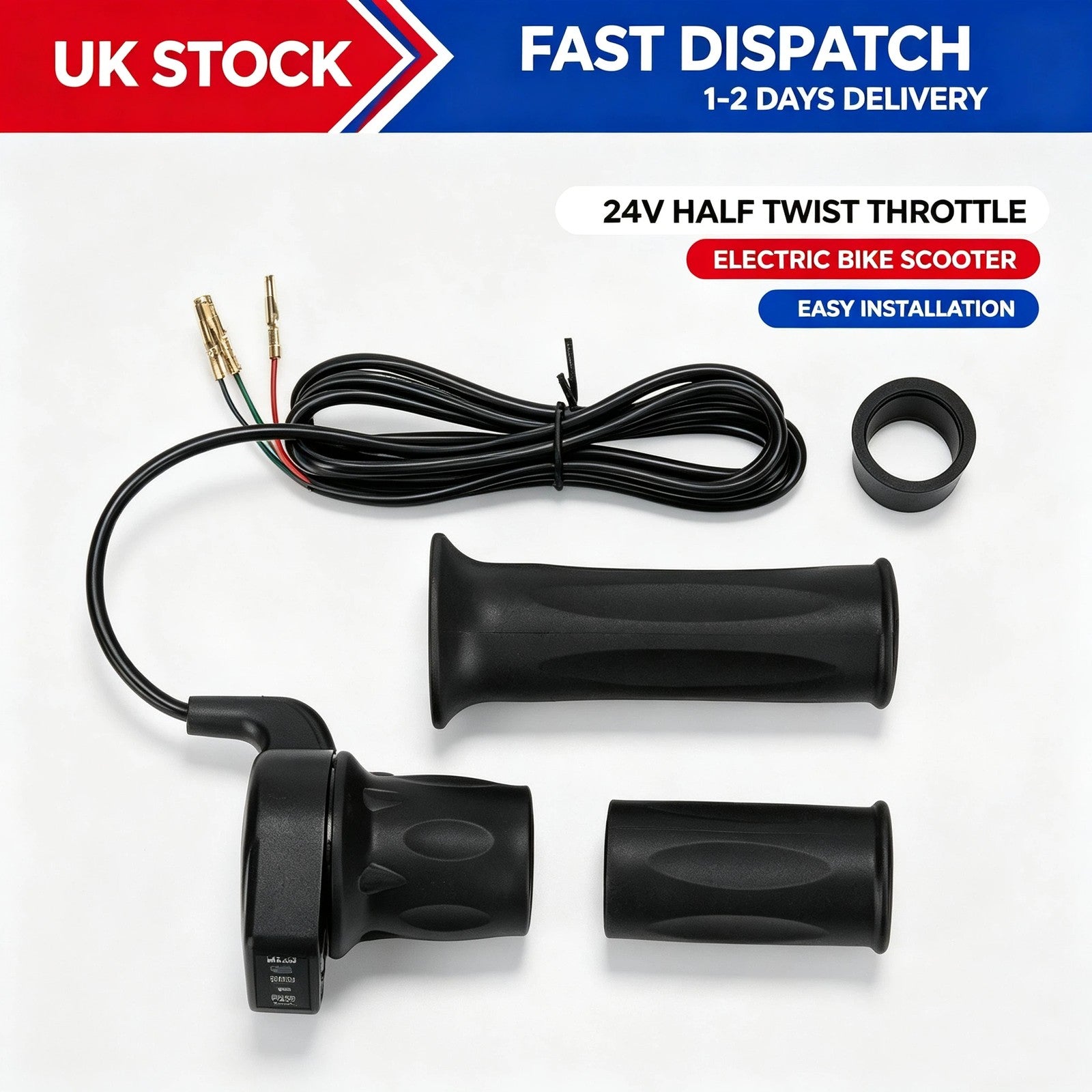 24V Half Twist Throttle Electric Bike Scooter Handlebar Grip Control Replacement