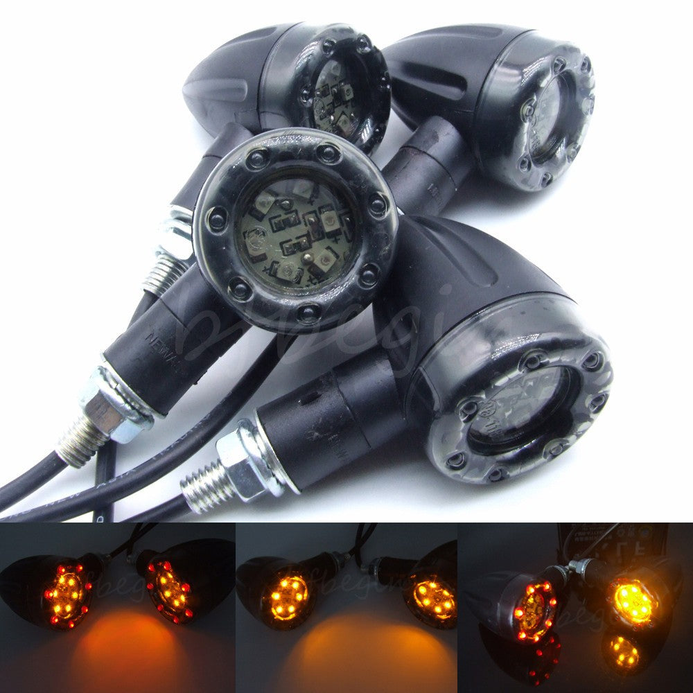 4x Universal Motorcycle LED Amber Lamp Rear Turn Signal Brake lights Indicators